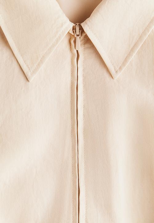 H&M - Zip-through peplum shirt - light beige