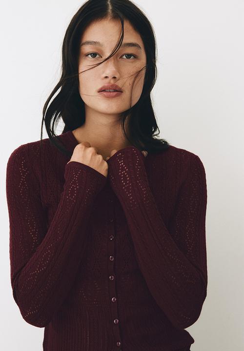 H&M - Pointelle-knit cardigan - burgundy