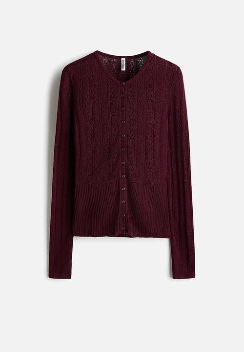 H&M - Pointelle-knit cardigan - burgundy