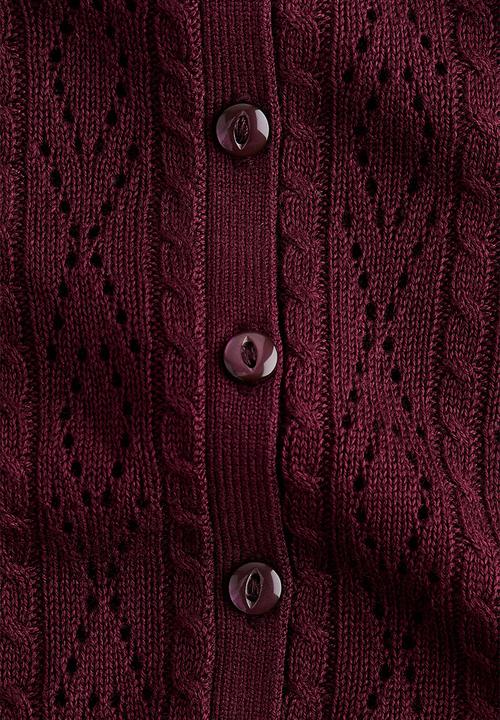 H&M - Pointelle-knit cardigan - burgundy