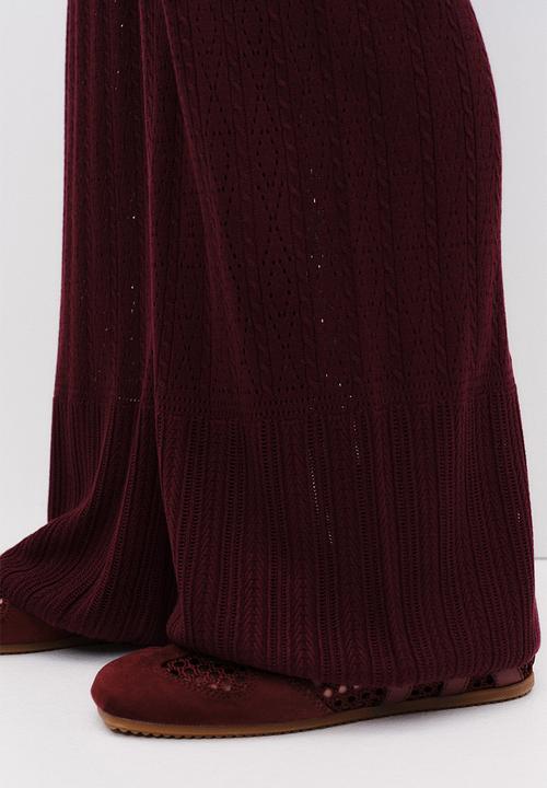 H&M - Pointelle-knit trousers - burgundy