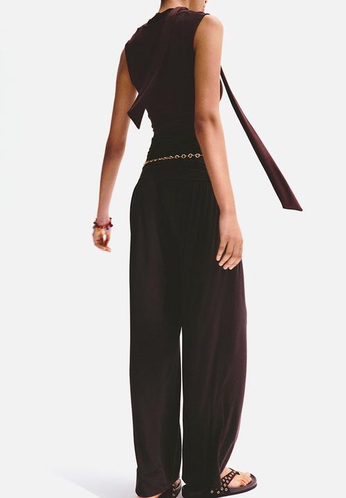 H&M - Gathered viscose trousers - dark brown