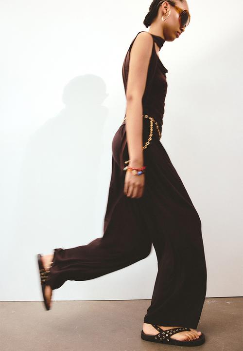 H&M - Gathered viscose trousers - dark brown