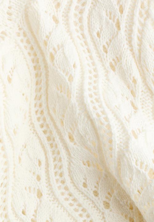 H&M - Pointelle-knit tie-front cardigan - cream