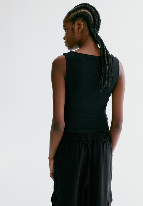 H&M - Draped jersey top - black