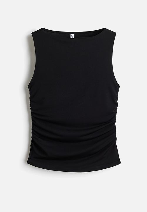 H&M - Draped jersey top - black