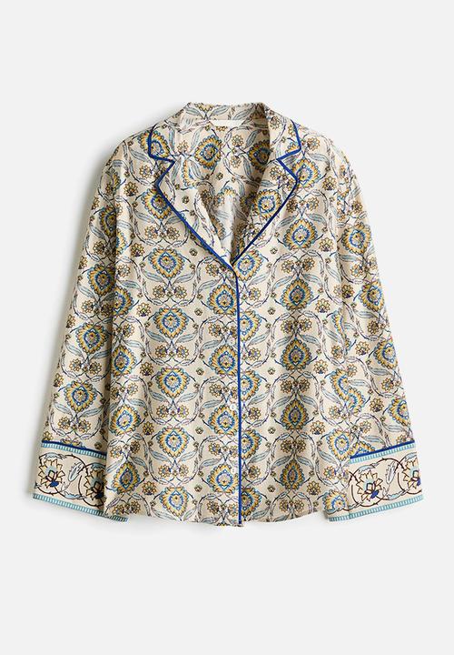 H&M - Poplin resort shirt - light beige/patterned