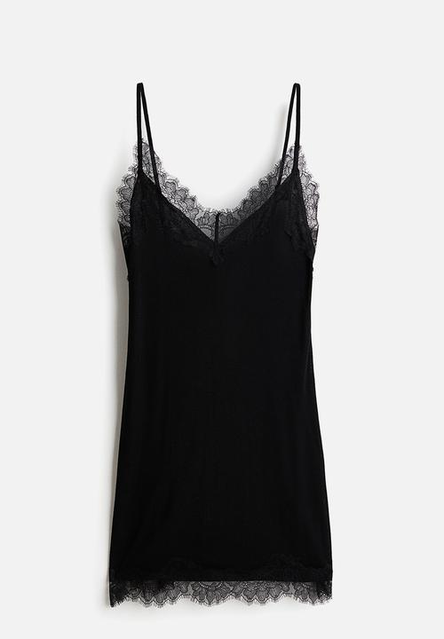 H&M - Lace-trimmed nightslip - black