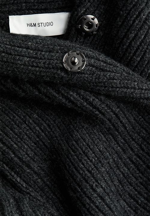 H&M - H&M Studio:  Shawl-collar merino wool jumper - dark grey marl