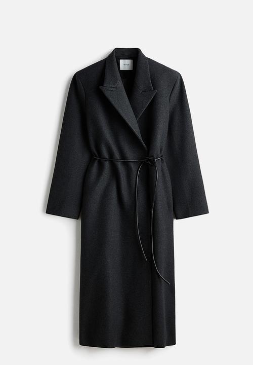 H&M - H&M Studio:  Tie-belt wool-blend coat - dark grey marl