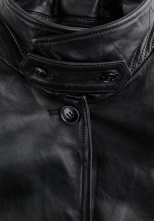 H&M - H&M Studio:  Shoulder-pad leather jacket - black