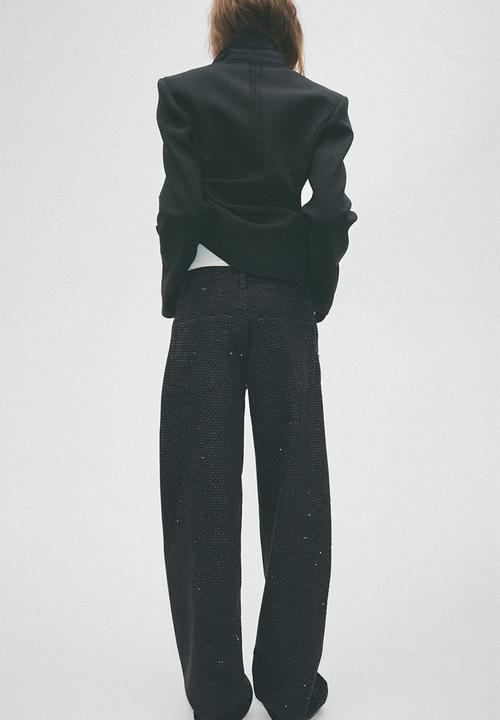 H&M - H&M Studio:  Embellished barrel-leg jeans - black