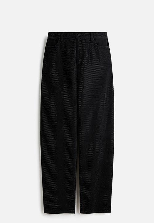 H&M - H&M Studio:  Embellished barrel-leg jeans - black