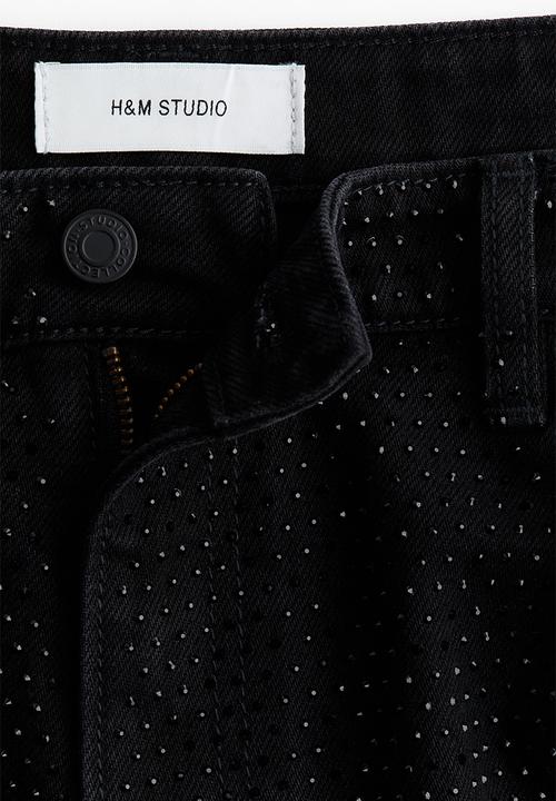 H&M - H&M Studio:  Embellished barrel-leg jeans - black