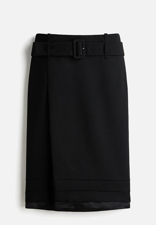 H&M - H&M Studio:  Belted wool skirt - black