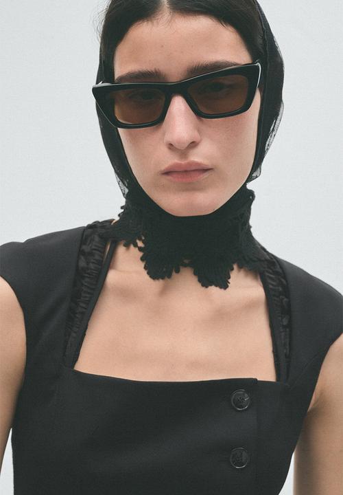 H&M - H&M Studio:  Wool-blend cap-sleeved dress - black