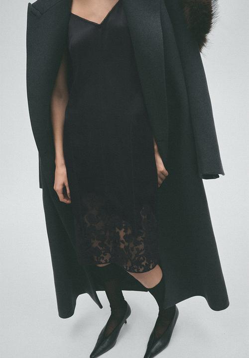 H&M - H&M Studio:  Embroidered satin dress - black