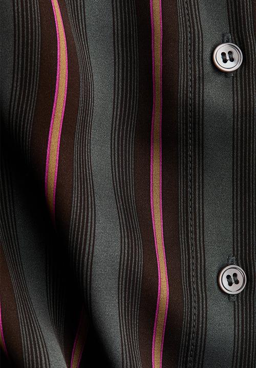 H&M - H&M Studio:  Layered-look satin shirt - dark grey/striped