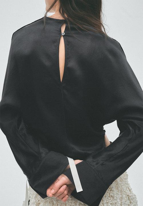 H&M - H&M Studio:  Raw-edge acetate top - black
