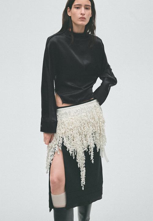 H&M - H&M Studio:  Raw-edge acetate top - black