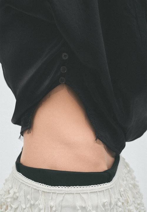 H&M - H&M Studio:  Raw-edge acetate top - black