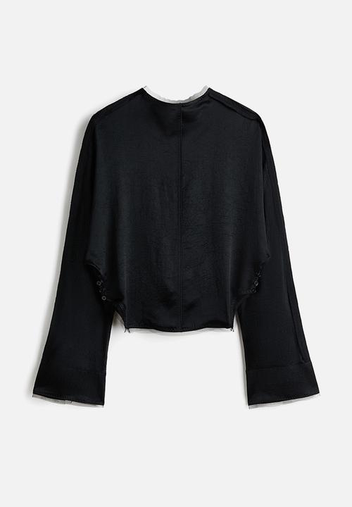 H&M - H&M Studio:  Raw-edge acetate top - black