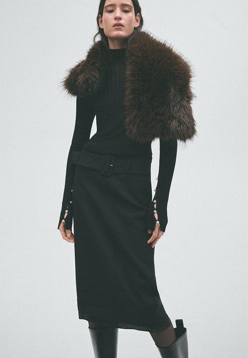 H&M - H&M Studio:  Rib-knit button-detail top - black