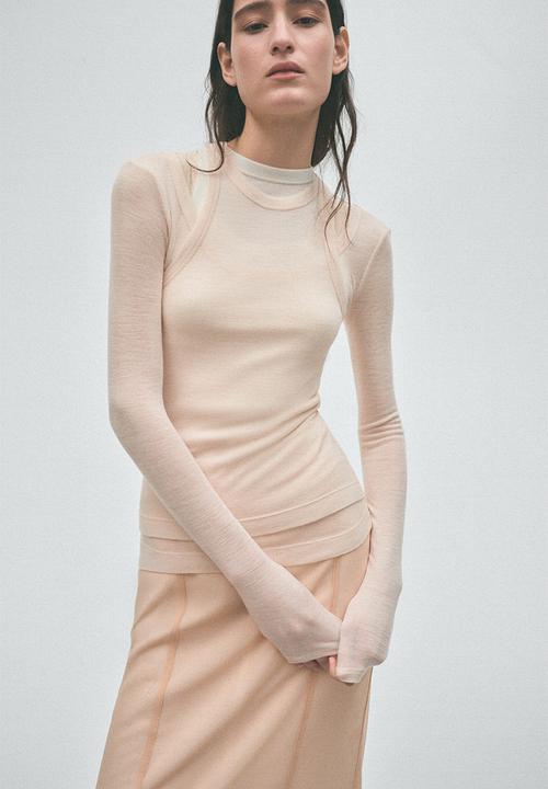 H&M - H&M Studio:  Layered merino wool top - light beige
