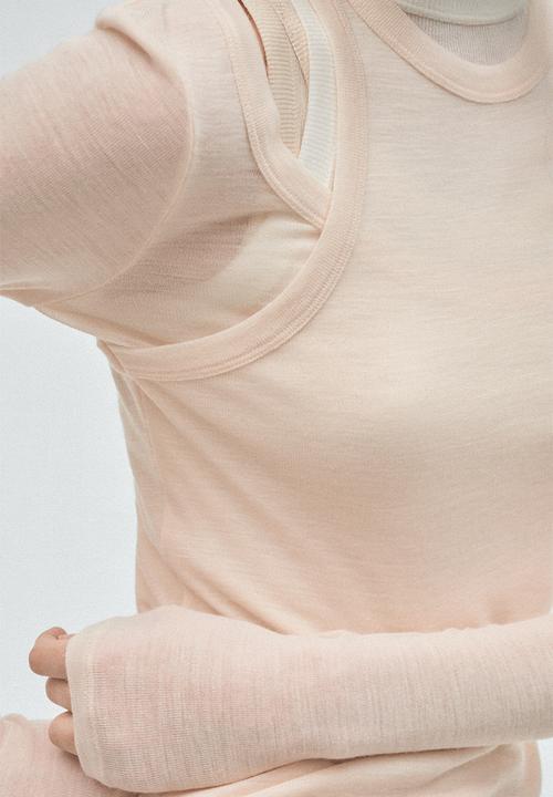 H&M - H&M Studio:  Layered merino wool top - light beige