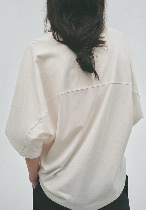 H&M - H&M Studio:  Double-collar cotton top - ivory