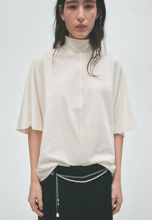 H&M - H&M Studio:  Double-collar cotton top - ivory