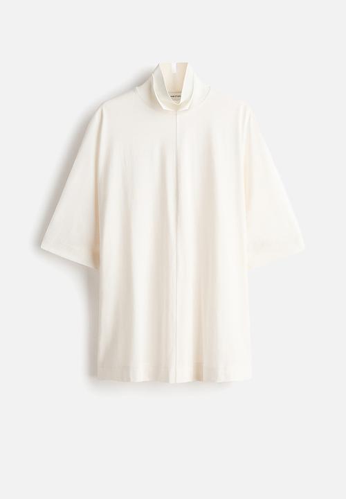 H&M - H&M Studio:  Double-collar cotton top - ivory
