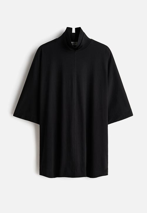H&M - H&M Studio:  Double-collar cotton top - black