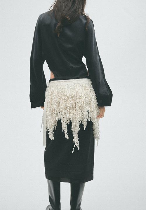 H&M - H&M Studio:  Fringed layering skirt - ivory