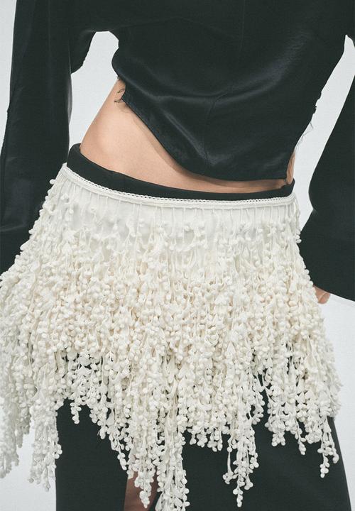 H&M - H&M Studio:  Fringed layering skirt - ivory