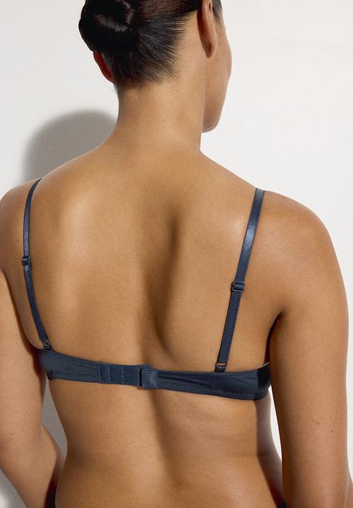 H&M - 2-Pack microfibre push-up bras - navy blue/dark beige