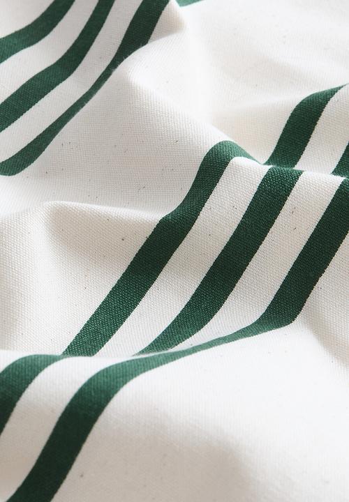 H&M - Outdoor cushion cover - white/green striped