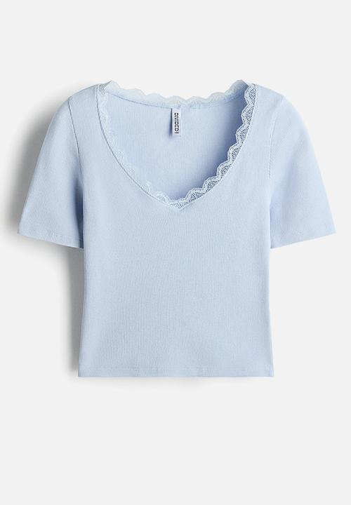 H&M - Rib-knit top - light blue
