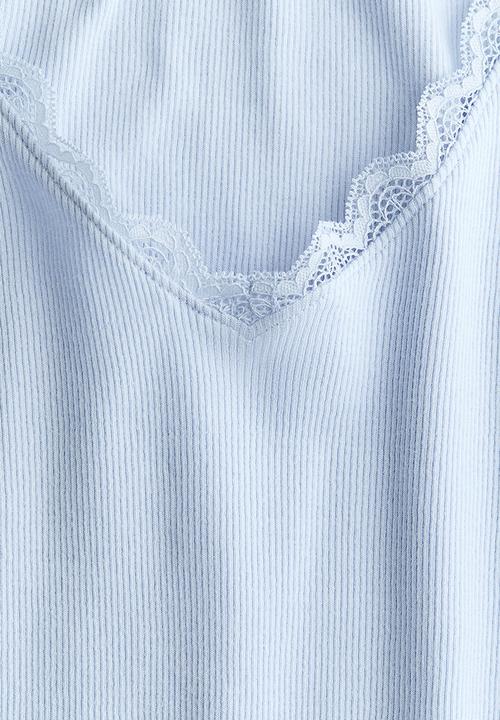 H&M - Rib-knit top - light blue