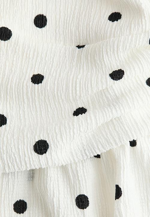 H&M - Peplum halterneck top - white/polka dot