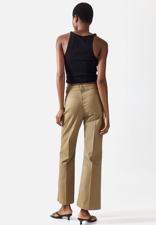 H&M - Bootcut cotton canvas trousers - khaki green