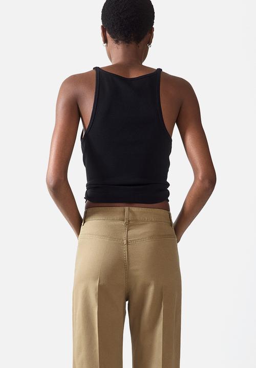 H&M - Bootcut cotton canvas trousers - khaki green