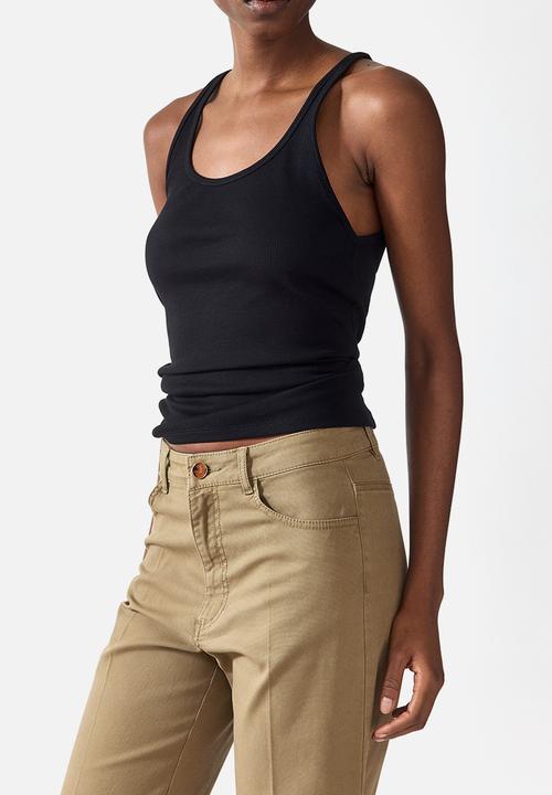 H&M - Bootcut cotton canvas trousers - khaki green