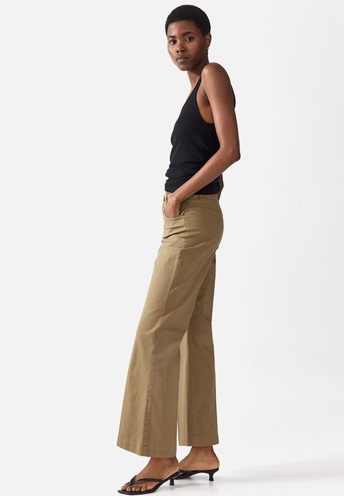 H&M - Bootcut cotton canvas trousers - khaki green