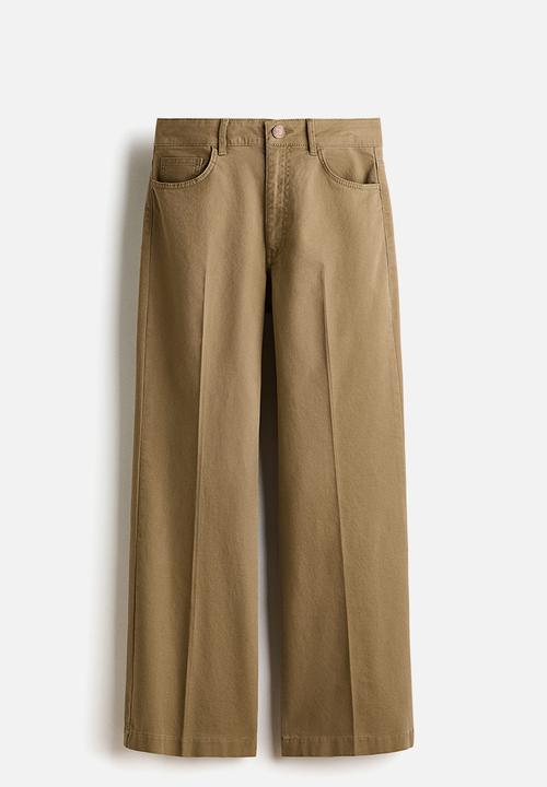 H&M - Bootcut cotton canvas trousers - khaki green