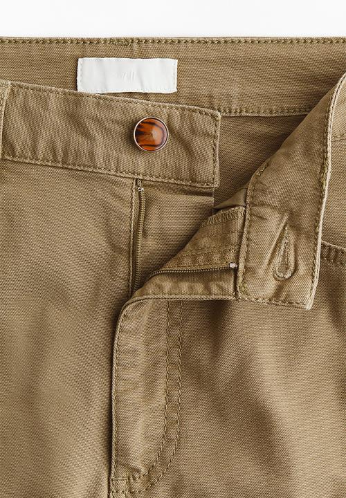 H&M - Bootcut cotton canvas trousers - khaki green