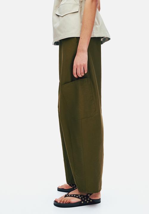 H&M - Balloon cargo trousers - dark khaki green