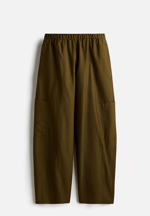 H&M - Balloon cargo trousers - dark khaki green