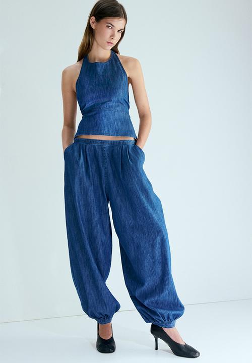 H&M - Denim halterneck top - denim blue