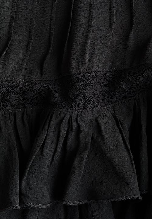 H&M - Lace-detail viscose blouse - charcoal grey